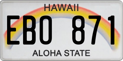 HI license plate EBO871