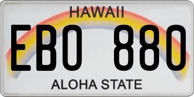 HI license plate EBO880