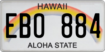 HI license plate EBO884