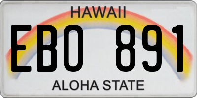 HI license plate EBO891