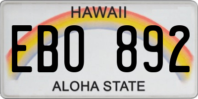HI license plate EBO892