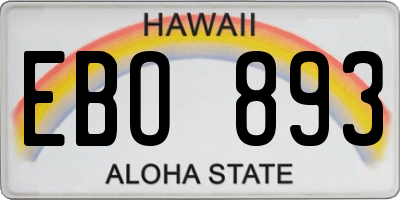 HI license plate EBO893
