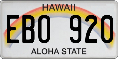 HI license plate EBO920
