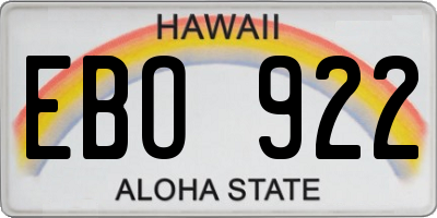 HI license plate EBO922
