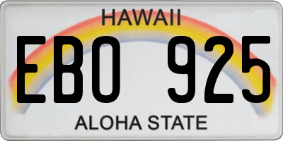 HI license plate EBO925