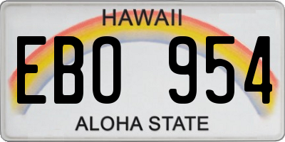 HI license plate EBO954