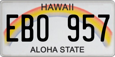 HI license plate EBO957