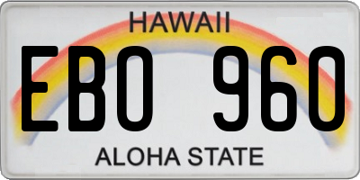 HI license plate EBO960