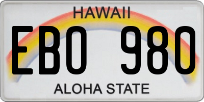 HI license plate EBO980