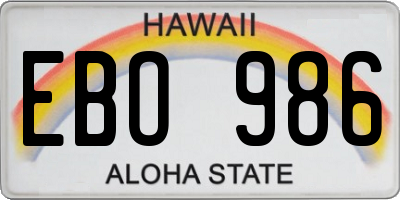 HI license plate EBO986