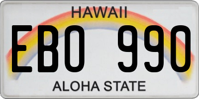 HI license plate EBO990