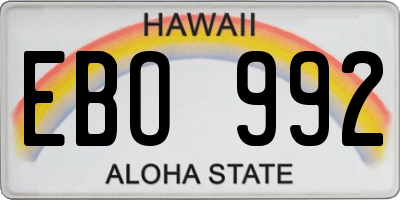 HI license plate EBO992