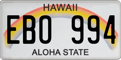 HI license plate EBO994