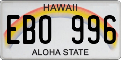 HI license plate EBO996