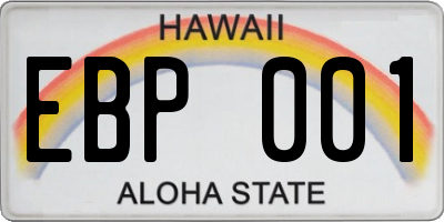 HI license plate EBP001