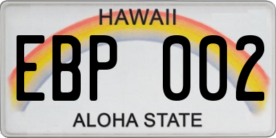 HI license plate EBP002