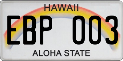 HI license plate EBP003