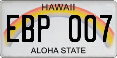 HI license plate EBP007