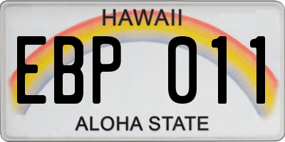 HI license plate EBP011