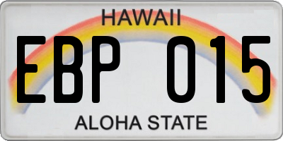 HI license plate EBP015