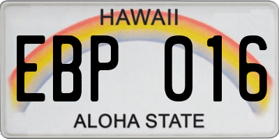 HI license plate EBP016