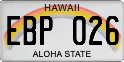 HI license plate EBP026