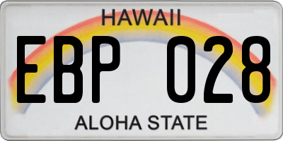 HI license plate EBP028