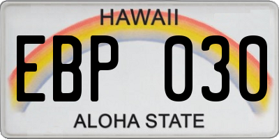 HI license plate EBP030