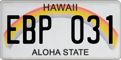 HI license plate EBP031