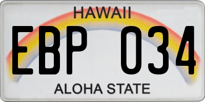 HI license plate EBP034