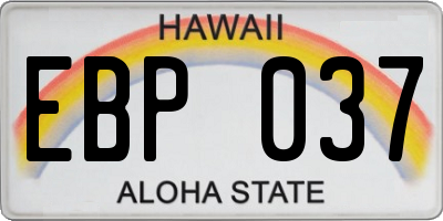 HI license plate EBP037