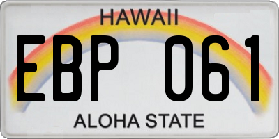 HI license plate EBP061