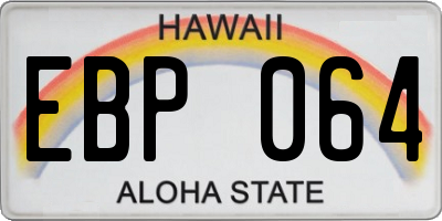 HI license plate EBP064