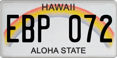 HI license plate EBP072