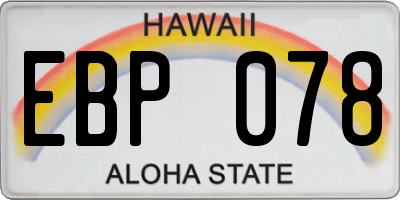 HI license plate EBP078