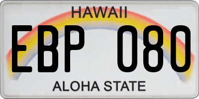 HI license plate EBP080