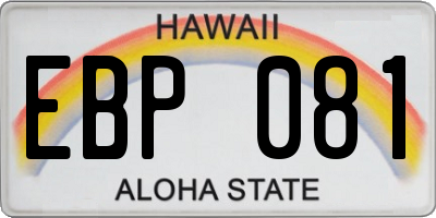 HI license plate EBP081