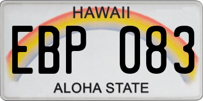 HI license plate EBP083