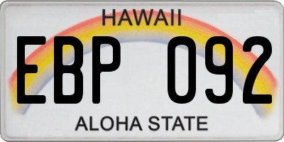 HI license plate EBP092