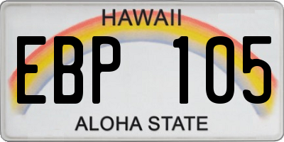 HI license plate EBP105