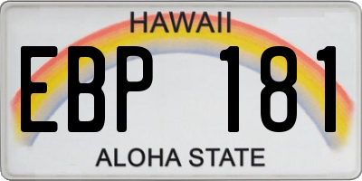 HI license plate EBP181