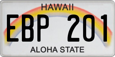 HI license plate EBP201