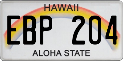HI license plate EBP204