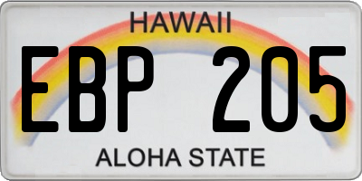 HI license plate EBP205