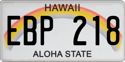 HI license plate EBP218