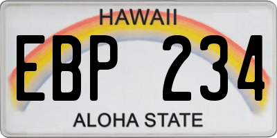 HI license plate EBP234