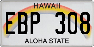 HI license plate EBP308