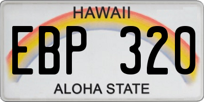 HI license plate EBP320