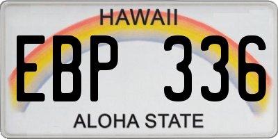 HI license plate EBP336
