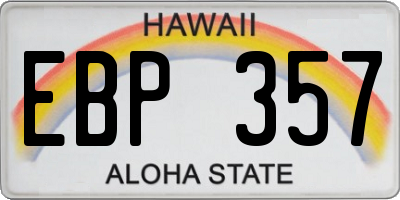 HI license plate EBP357